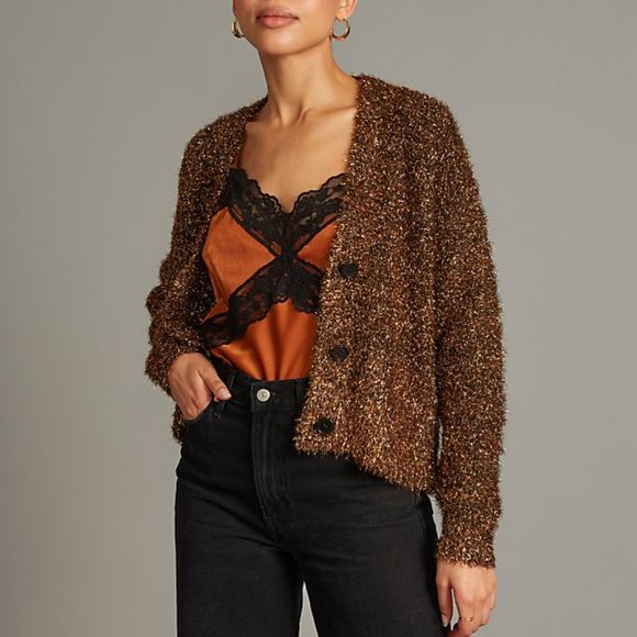 Anthropologie Brown Textured Cardigan - Picture 5 of 7